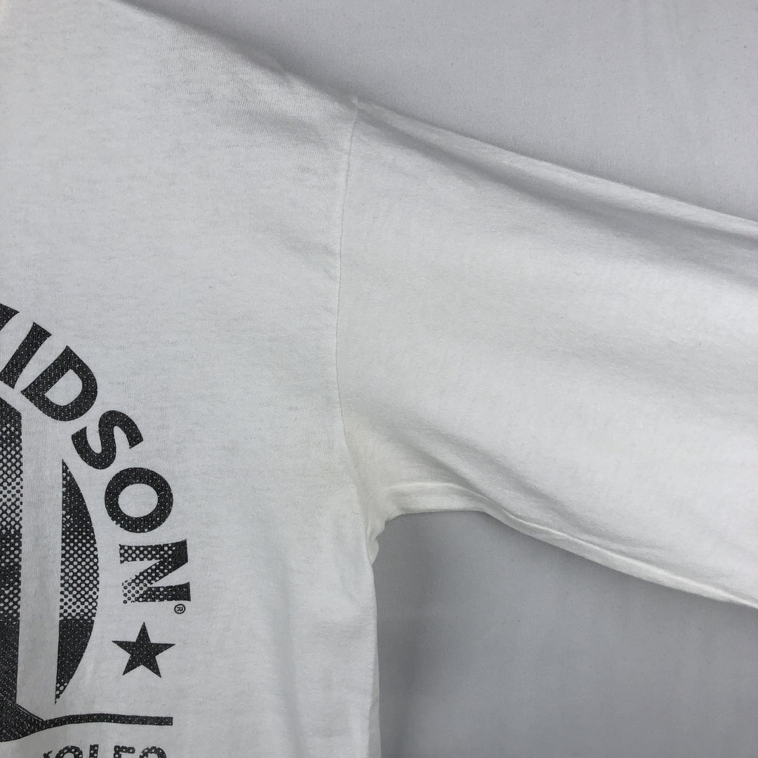 Harley-Davidson Eagle Pattern Stars and Stripes Motorcycle Long-Sleeve T-Shirt (Men's Size M) cotton white type Vintage Second Hand