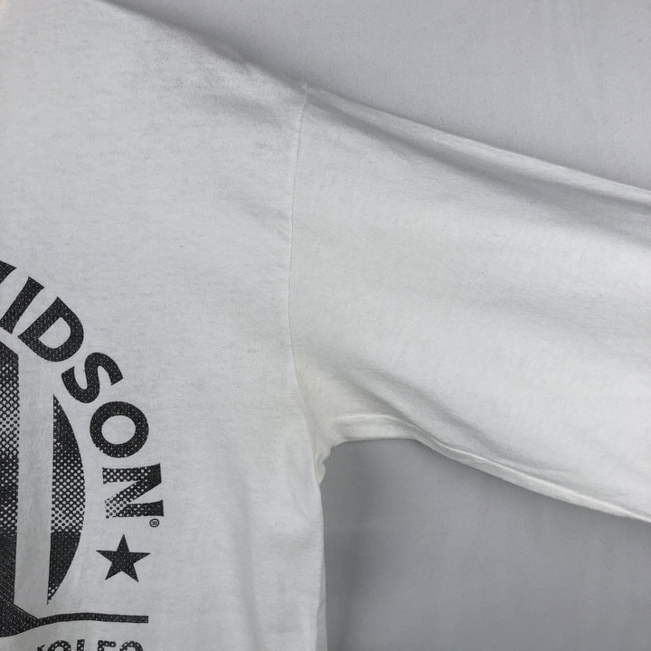 Harley-Davidson Eagle Pattern Stars and Stripes Motorcycle Long-Sleeve T-Shirt (Men's Size M) cotton white type Vintage Second Hand