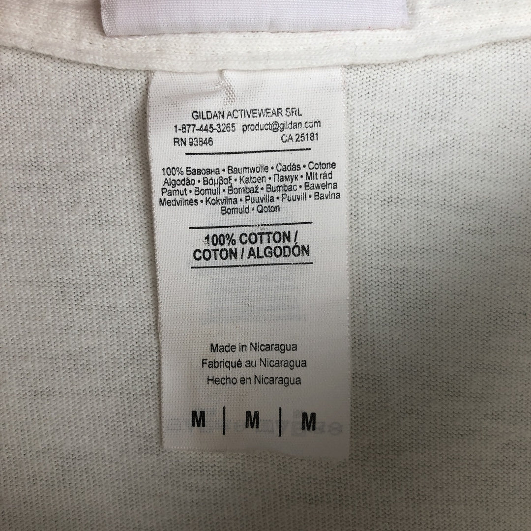 Ron Jon Print Long-Sleeve T-Shirt (Men's Size M) cotton white type Vintage Second Hand