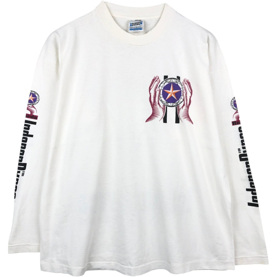 90'S Fruit of the Loom Screen Stars Long-Sleeve T-Shirt (Men's XL equivalent) cotton white type Vintage Second Hand