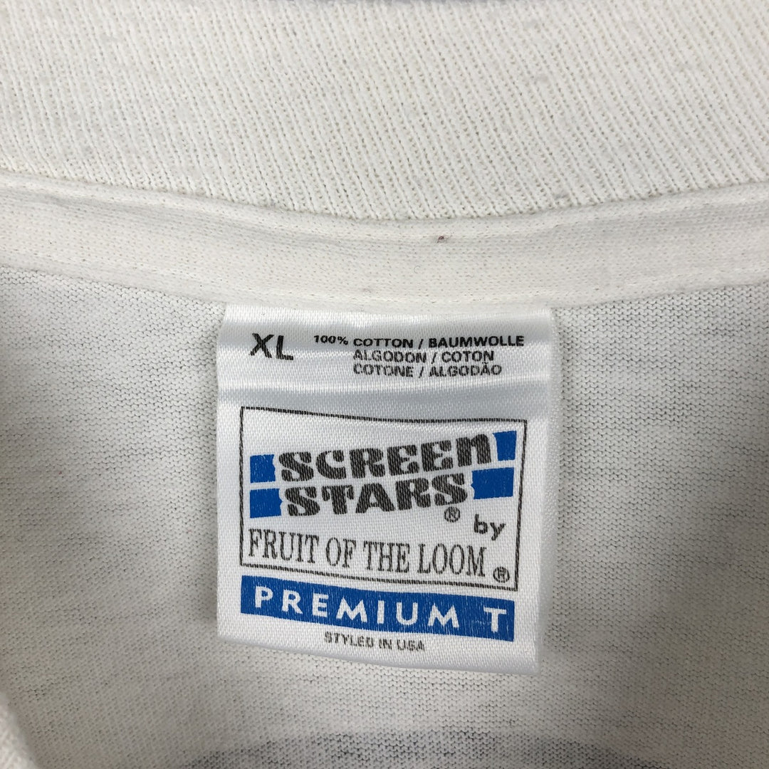90'S Fruit of the Loom Screen Stars Long-Sleeve T-Shirt (Men's XL equivalent) cotton white type Vintage Second Hand