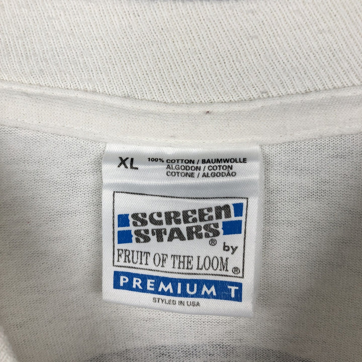 90'S Fruit of the Loom Screen Stars Long-Sleeve T-Shirt (Men's XL equivalent) cotton white type Vintage Second Hand
