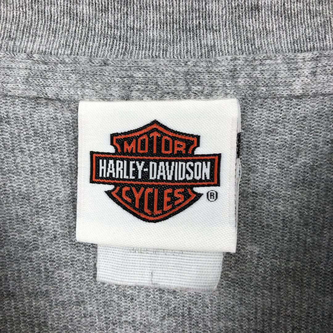 2000'S Harley-Davidson Eagle Pattern Motorcycle Thermal Long-Sleeve T-Shirt, Made in USA, Men's Size L (approx.) cotton gray type Vintage Second Hand