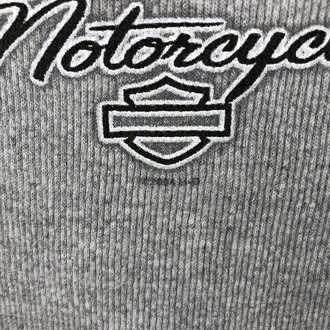 2000'S Harley-Davidson Eagle Pattern Motorcycle Thermal Long-Sleeve T-Shirt, Made in USA, Men's Size L (approx.) cotton gray type Vintage Second Hand