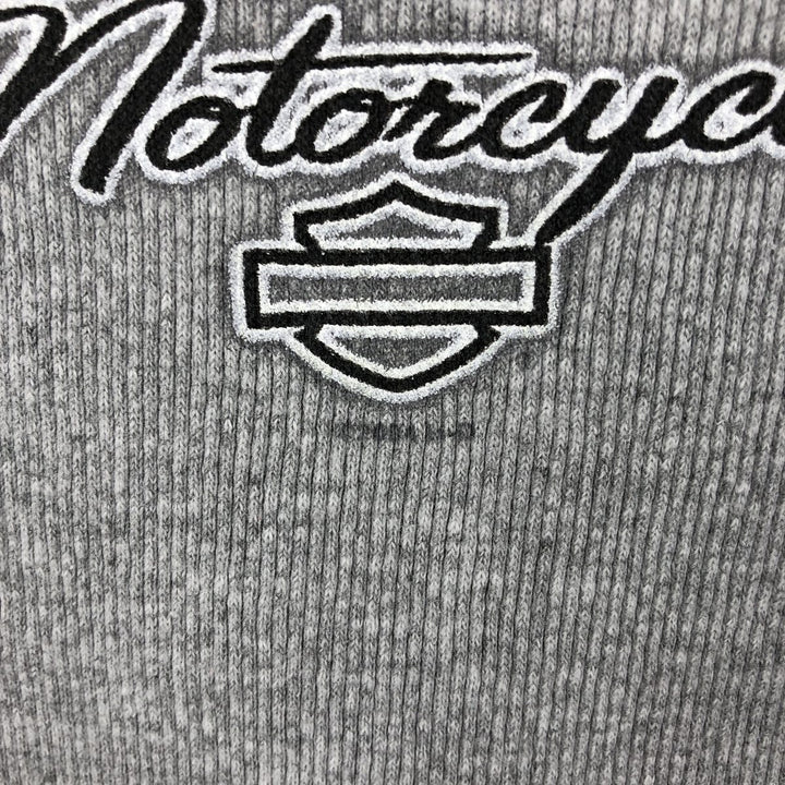 2000'S Harley-Davidson Eagle Pattern Motorcycle Thermal Long-Sleeve T-Shirt, Made in USA, Men's Size L (approx.) cotton gray type Vintage Second Hand