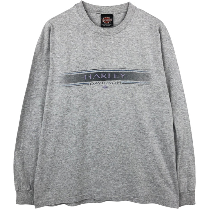 2000'S Harley-Davidson Motorcycle Long-Sleeve T-Shirt, Made in USA, Men's Size L (approx.) cotton gray type Vintage Second Hand