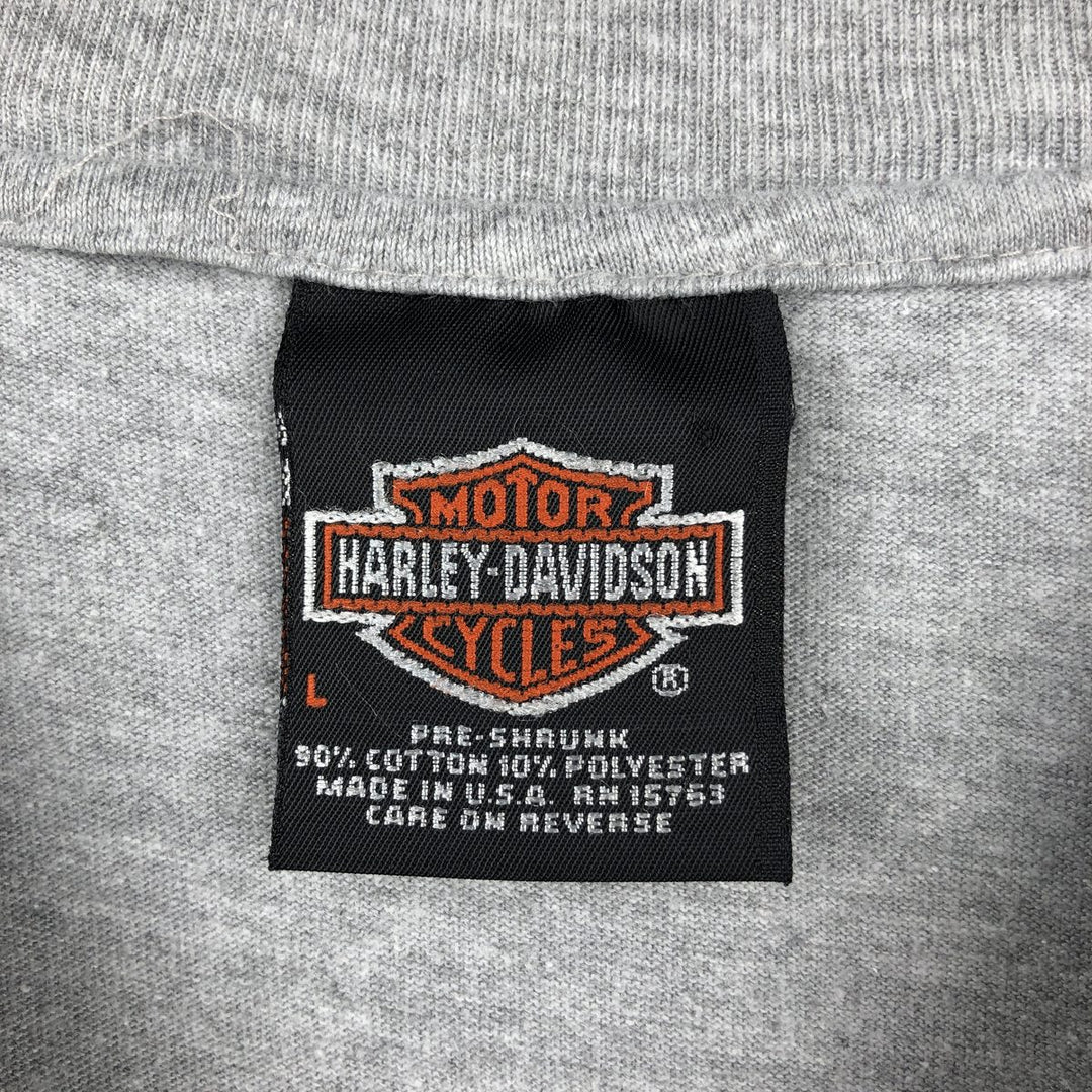 2000'S Harley-Davidson Motorcycle Long-Sleeve T-Shirt, Made in USA, Men's Size L (approx.) cotton gray type Vintage Second Hand