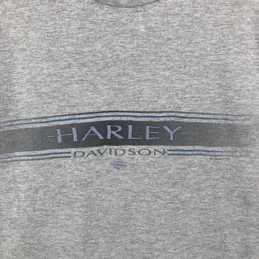 2000'S Harley-Davidson Motorcycle Long-Sleeve T-Shirt, Made in USA, Men's Size L (approx.) cotton gray type Vintage Second Hand