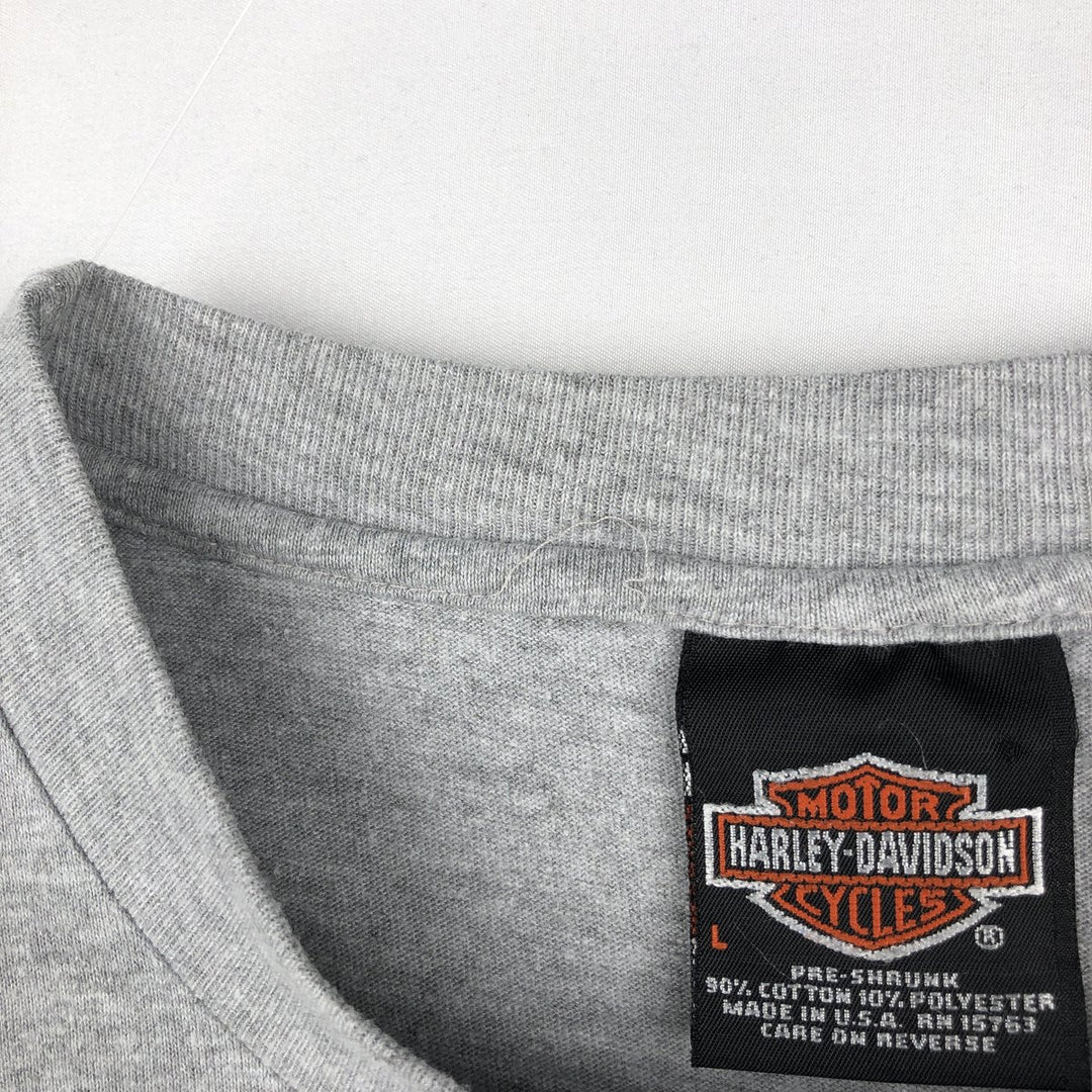 2000'S Harley-Davidson Motorcycle Long-Sleeve T-Shirt, Made in USA, Men's Size L (approx.) cotton gray type Vintage Second Hand