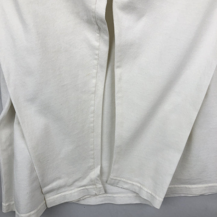 90'S Harley-Davidson Motorcycle Henley Neck Long-Sleeve T-Shirt (Men's XL equivalent) cotton white type Vintage Second Hand