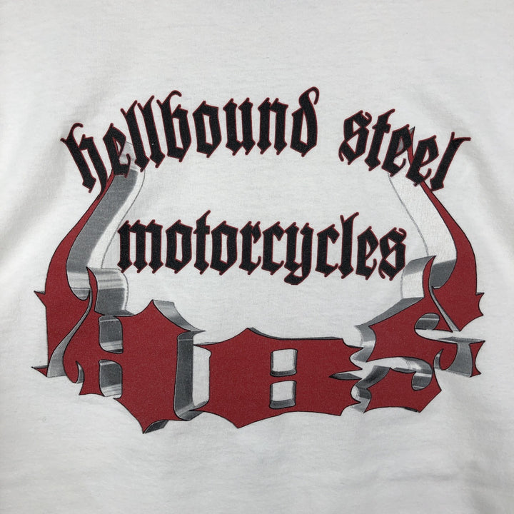 90s-era ALSTYLE Motorcycle Long-Sleeve T-Shirt (Men's Size L) cotton white type Vintage Second Hand