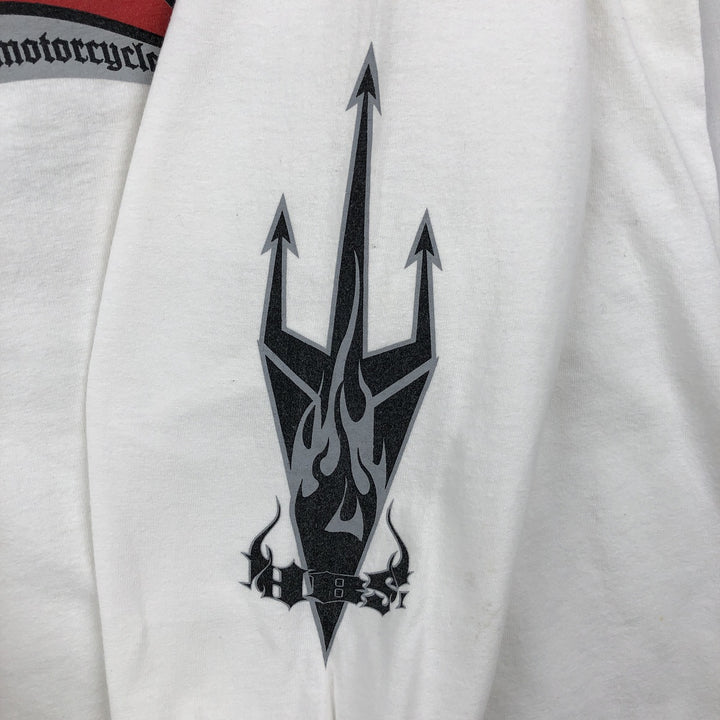 90s-era ALSTYLE Motorcycle Long-Sleeve T-Shirt (Men's Size L) cotton white type Vintage Second Hand