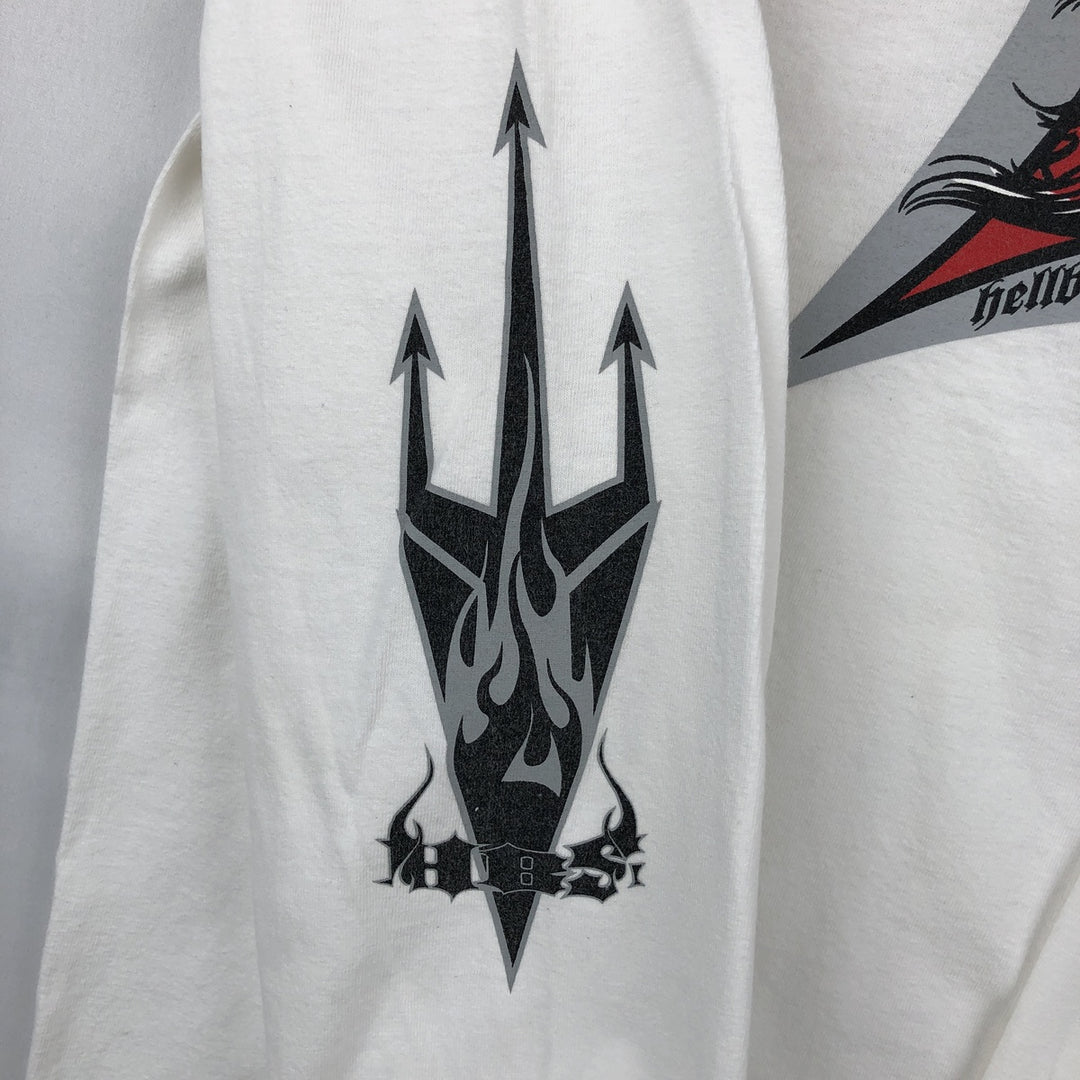 90s-era ALSTYLE Motorcycle Long-Sleeve T-Shirt (Men's Size L) cotton white type Vintage Second Hand