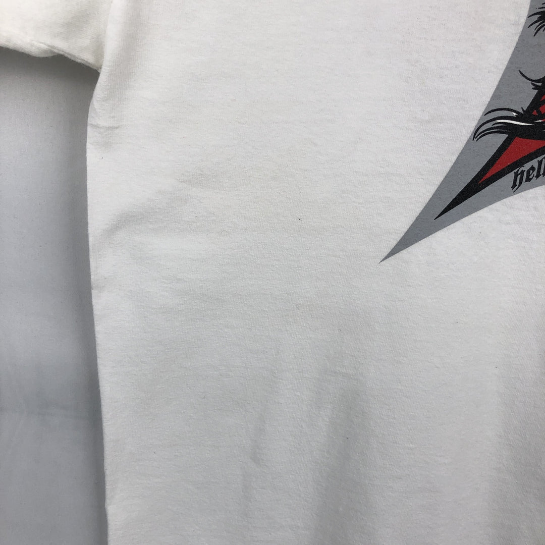 90s-era ALSTYLE Motorcycle Long-Sleeve T-Shirt (Men's Size L) cotton white type Vintage Second Hand