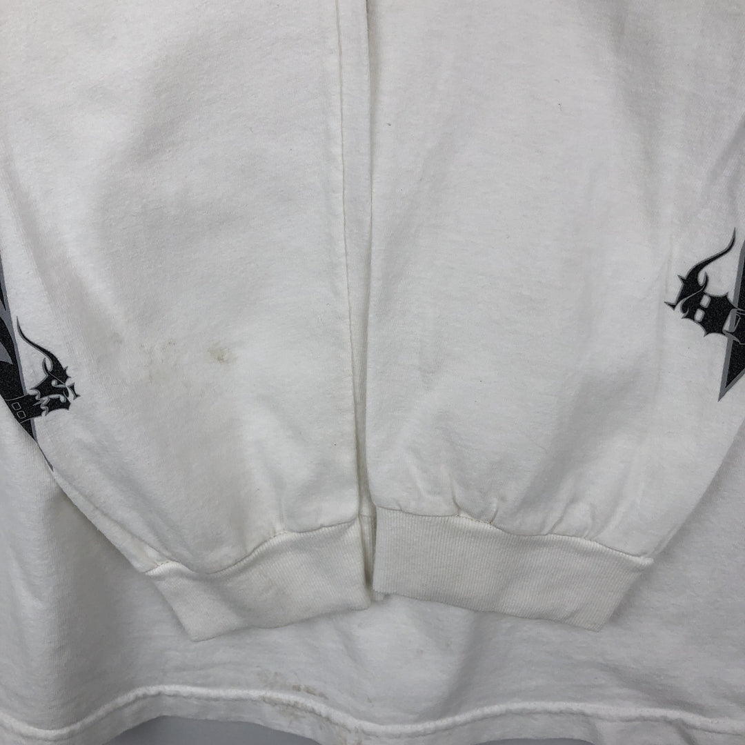 90s-era ALSTYLE Motorcycle Long-Sleeve T-Shirt (Men's Size L) cotton white type Vintage Second Hand