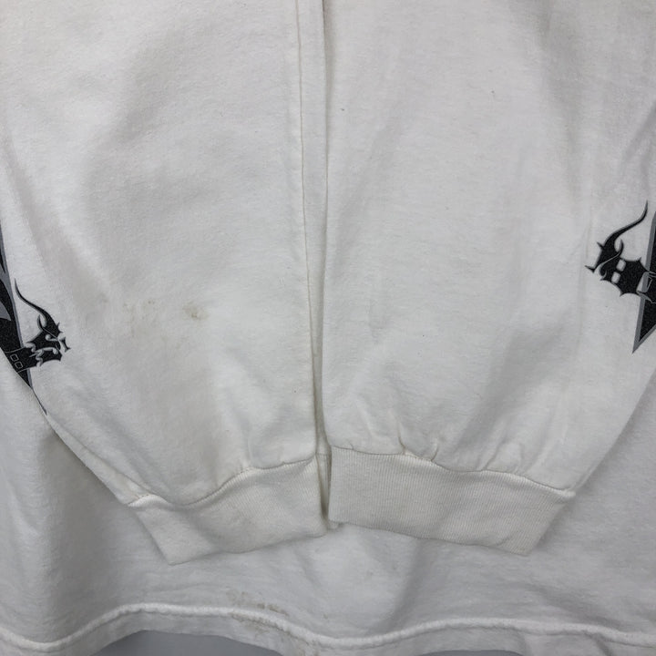 90s-era ALSTYLE Motorcycle Long-Sleeve T-Shirt (Men's Size L) cotton white type Vintage Second Hand