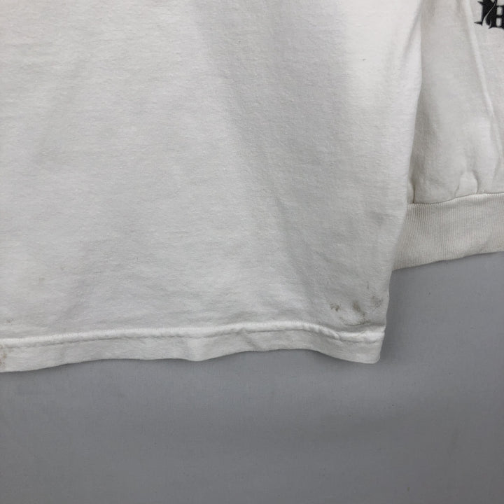 90s-era ALSTYLE Motorcycle Long-Sleeve T-Shirt (Men's Size L) cotton white type Vintage Second Hand
