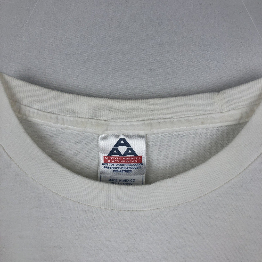 90s-era ALSTYLE Motorcycle Long-Sleeve T-Shirt (Men's Size L) cotton white type Vintage Second Hand