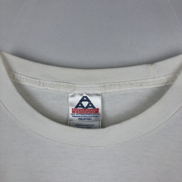90s-era ALSTYLE Motorcycle Long-Sleeve T-Shirt (Men's Size L) cotton white type Vintage Second Hand