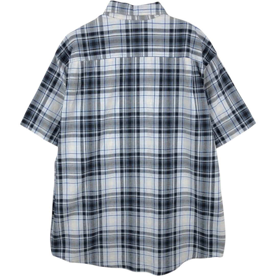 Dickies Check Pattern Short Sleeve Work Shirt Men's XL cotton Blue type light blue Vintage Second Hand