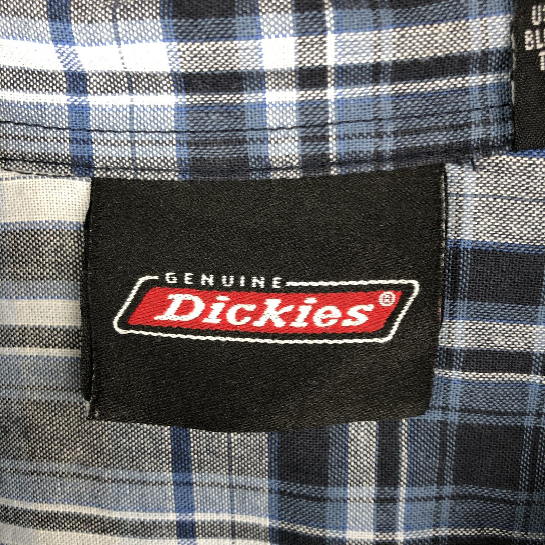 Dickies Check Pattern Short Sleeve Work Shirt Men's XL cotton Blue type light blue Vintage Second Hand