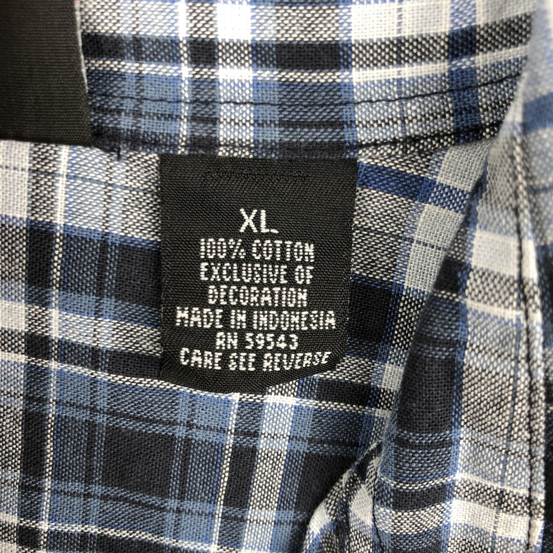 Dickies Check Pattern Short Sleeve Work Shirt Men's XL cotton Blue type light blue Vintage Second Hand