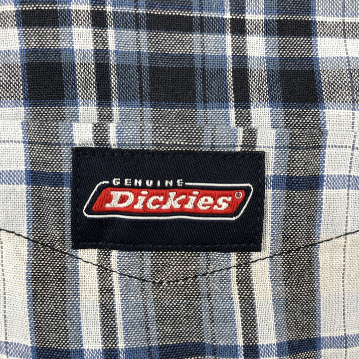 Dickies Check Pattern Short Sleeve Work Shirt Men's XL cotton Blue type light blue Vintage Second Hand