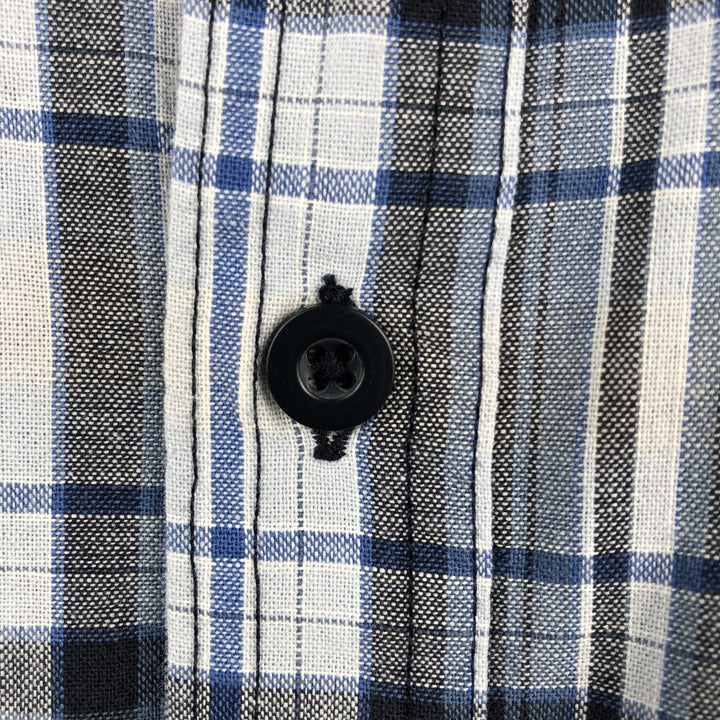 Dickies Check Pattern Short Sleeve Work Shirt Men's XL cotton Blue type light blue Vintage Second Hand