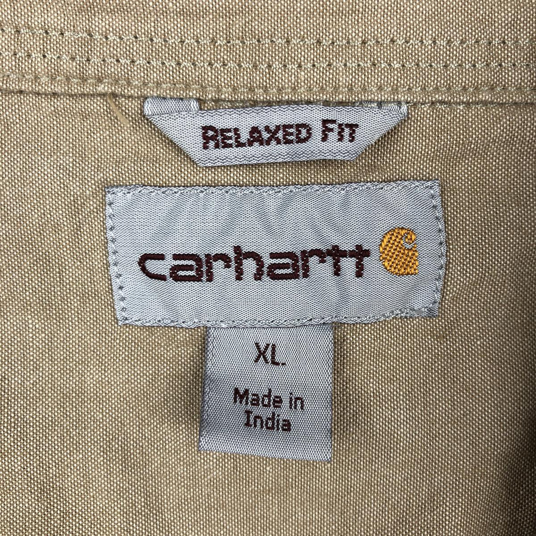 Carhartt Relaxed Fit Button-down Short Sleeve Work Shirt, Men's XL cotton Beige type Vintage Second Hand