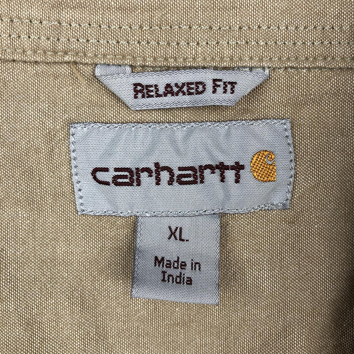 Carhartt Relaxed Fit Button-down Short Sleeve Work Shirt, Men's XL cotton Beige type Vintage Second Hand