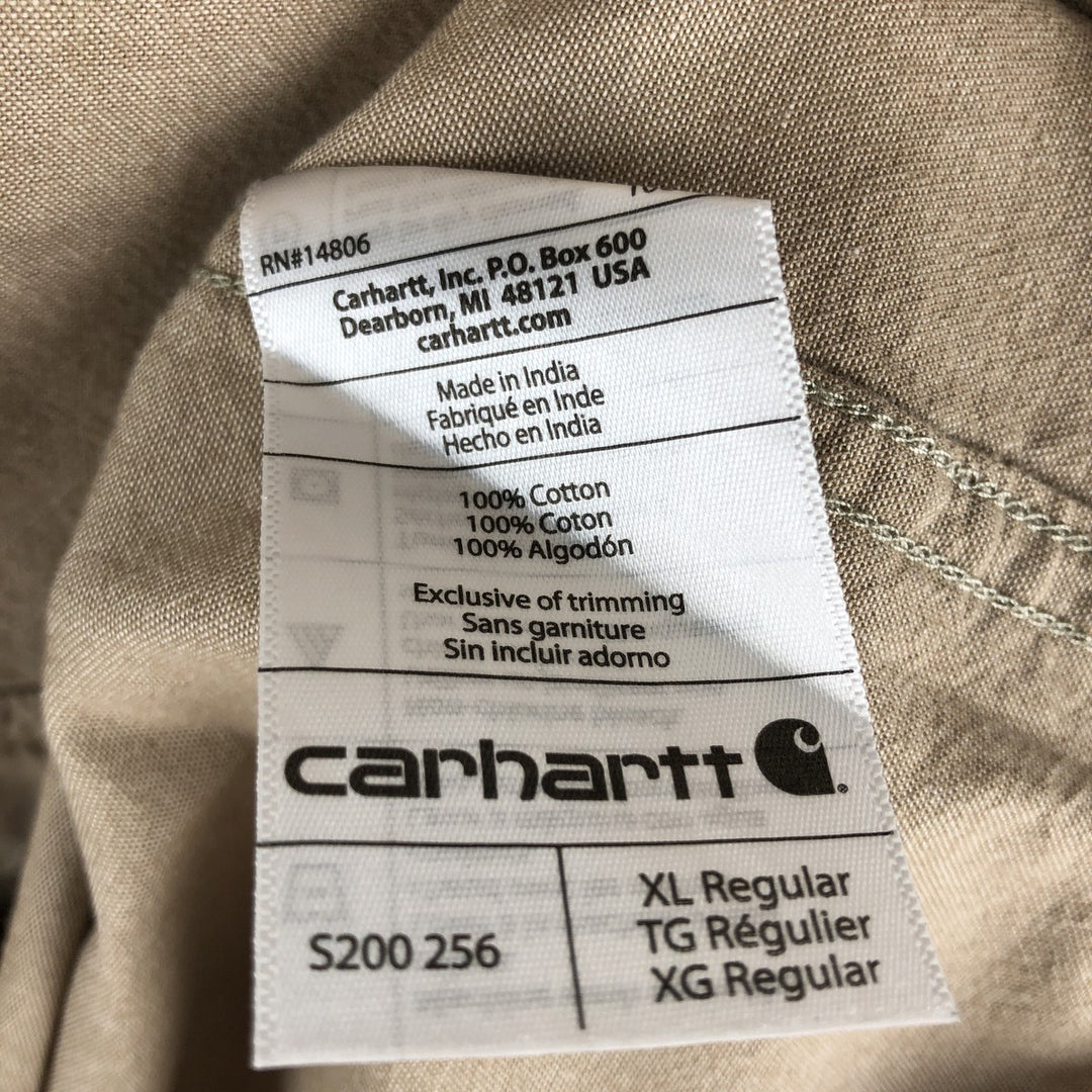 Carhartt Relaxed Fit Button-down Short Sleeve Work Shirt, Men's XL cotton Beige type Vintage Second Hand