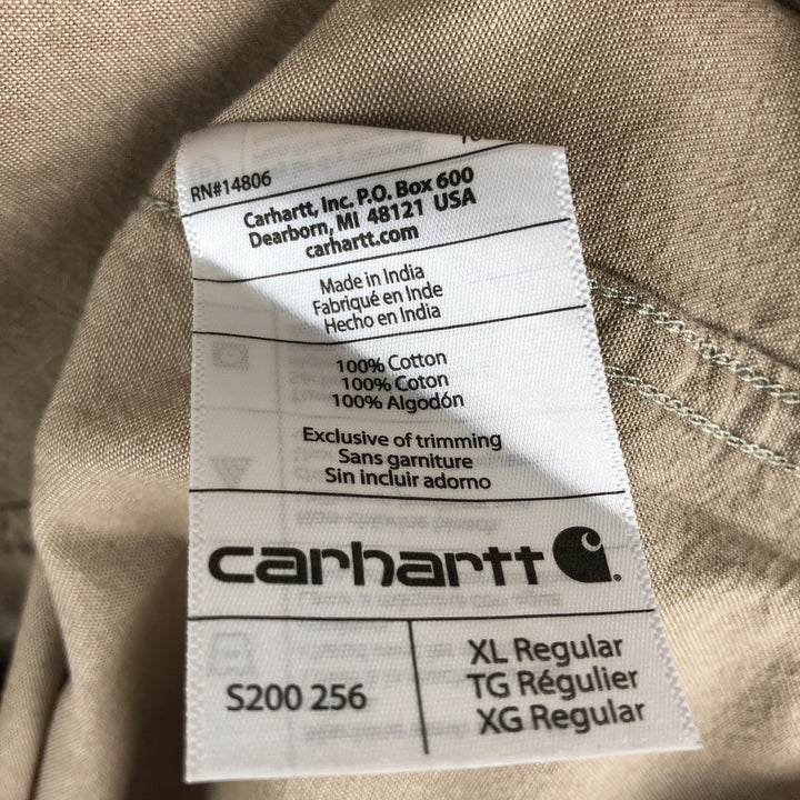 Carhartt Relaxed Fit Button-down Short Sleeve Work Shirt, Men's XL cotton Beige type Vintage Second Hand