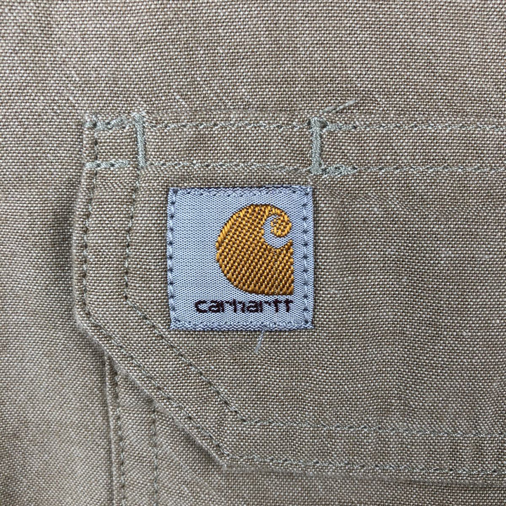 Carhartt Relaxed Fit Button-down Short Sleeve Work Shirt, Men's XL cotton Beige type Vintage Second Hand