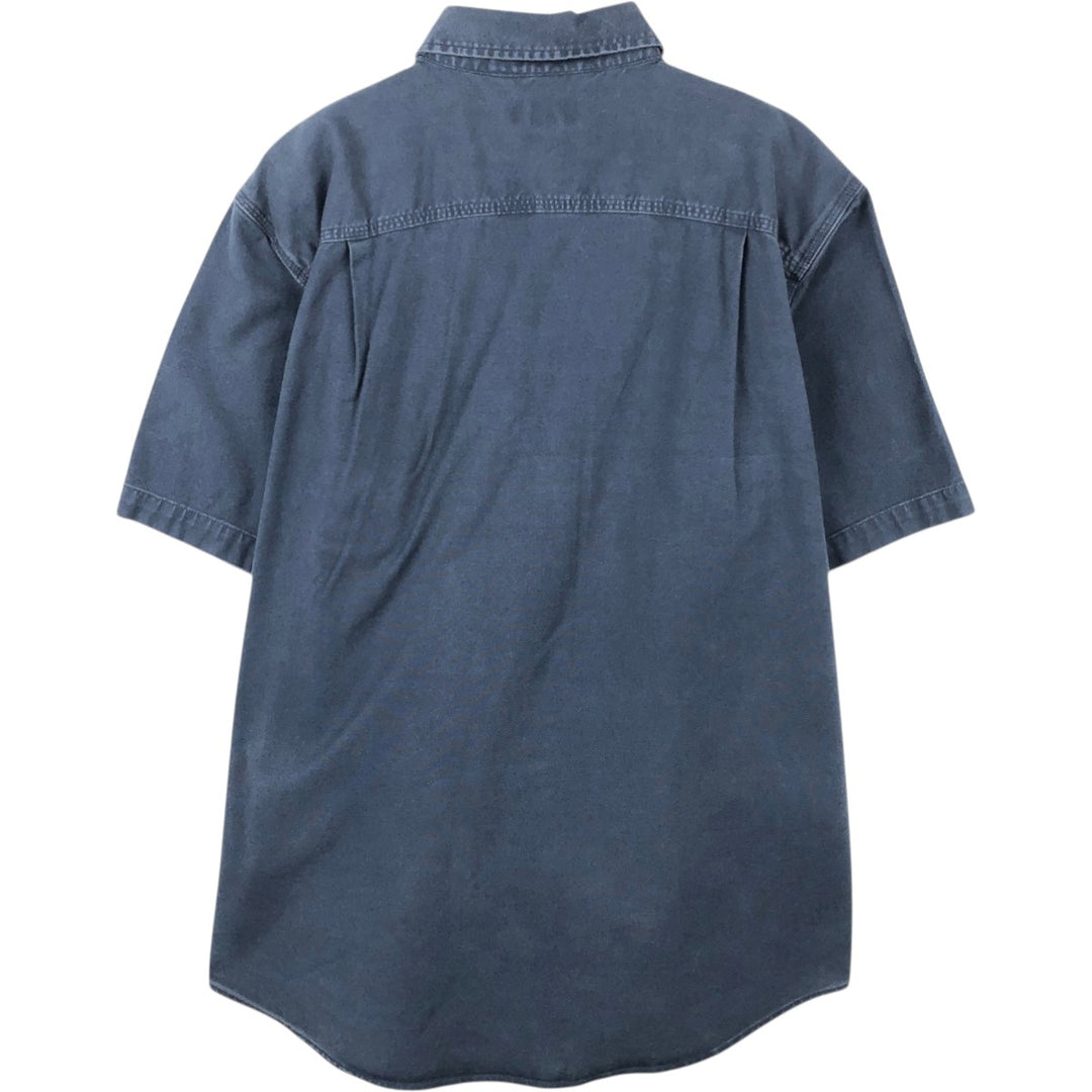 Carhartt Relaxed Fit Button-down Short Sleeve Work Shirt, Men's Size L cotton navy blue type Vintage Second Hand