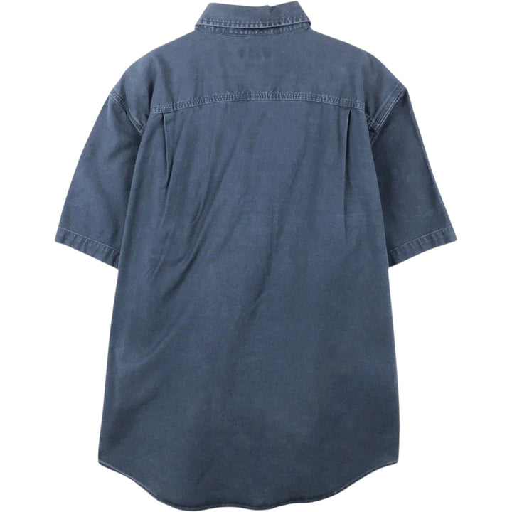 Carhartt Relaxed Fit Button-down Short Sleeve Work Shirt, Men's Size L cotton navy blue type Vintage Second Hand