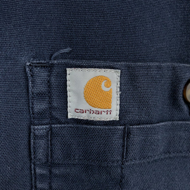 Carhartt Relaxed Fit Button-down Short Sleeve Work Shirt, Men's Size L cotton navy blue type Vintage Second Hand