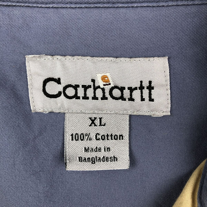 Carhartt Men's Short-Sleeve Work Shirt with Hidden Button-Down, Size XL cotton Beige type Vintage Second Hand