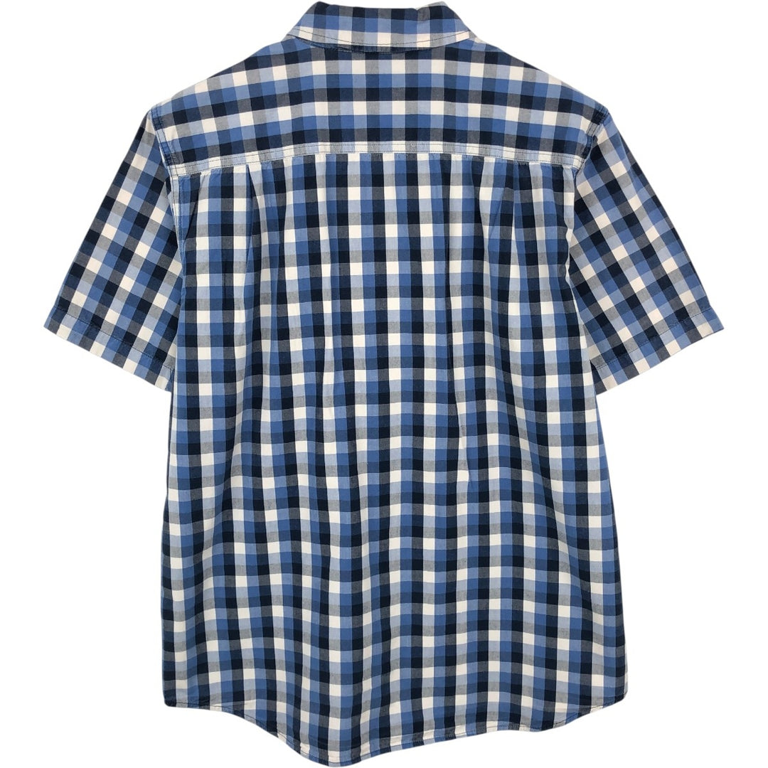 Carhartt Check Pattern Button-Down Short-Sleeve Work Shirt, Men's Size M (approx.) cotton blue type Vintage Second Hand