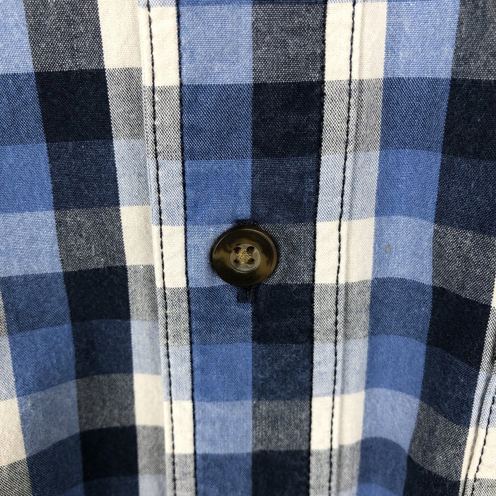 Carhartt Check Pattern Button-Down Short-Sleeve Work Shirt, Men's Size M (approx.) cotton blue type Vintage Second Hand