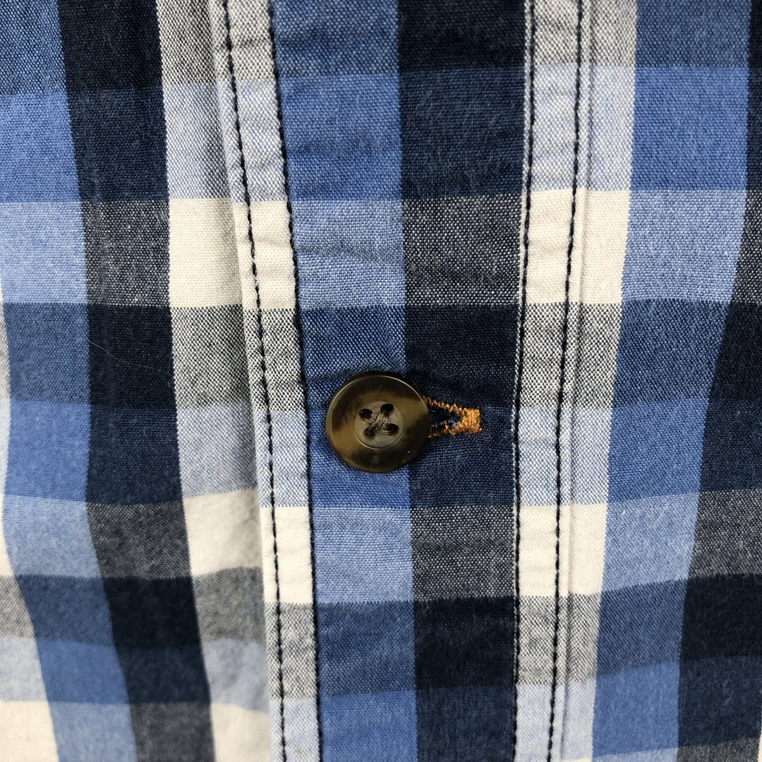 Carhartt Check Pattern Button-Down Short-Sleeve Work Shirt, Men's Size M (approx.) cotton blue type Vintage Second Hand