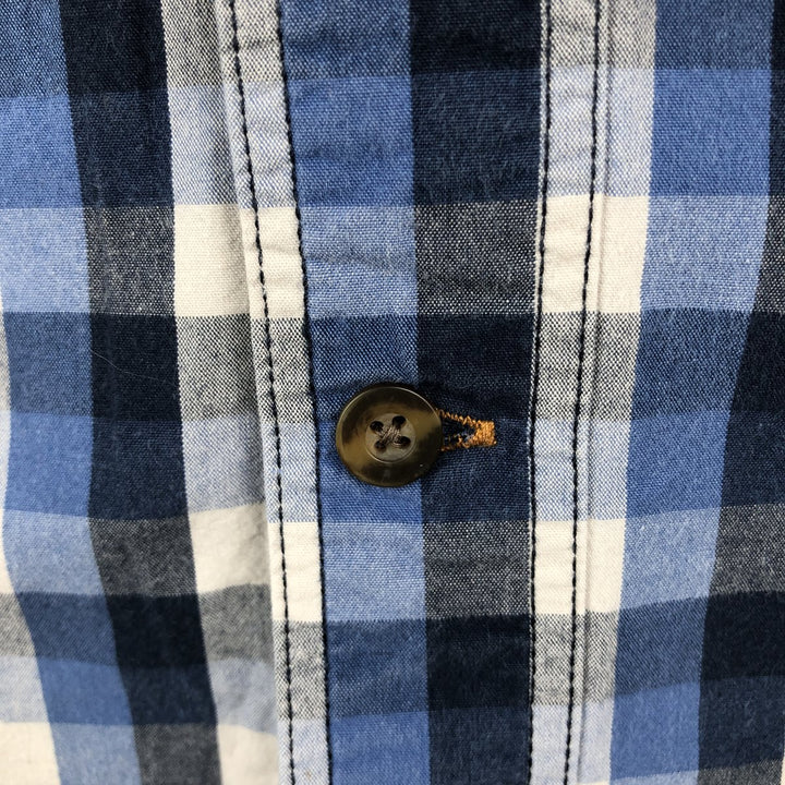 Carhartt Check Pattern Button-Down Short-Sleeve Work Shirt, Men's Size M (approx.) cotton blue type Vintage Second Hand