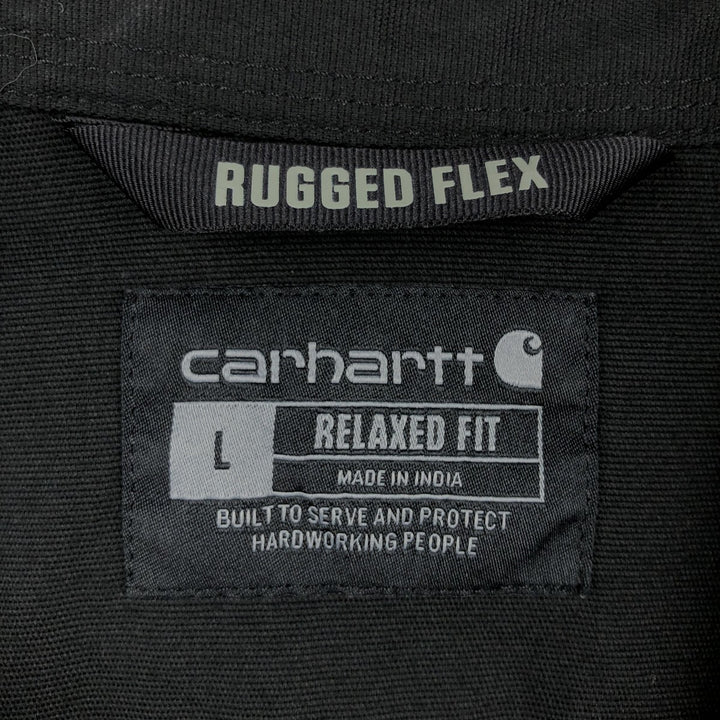 Carhartt Relaxed Fit Rugged Flex Button-Down Short-Sleeve Work Shirt (Men's Size L) cotton black type Vintage Second Hand