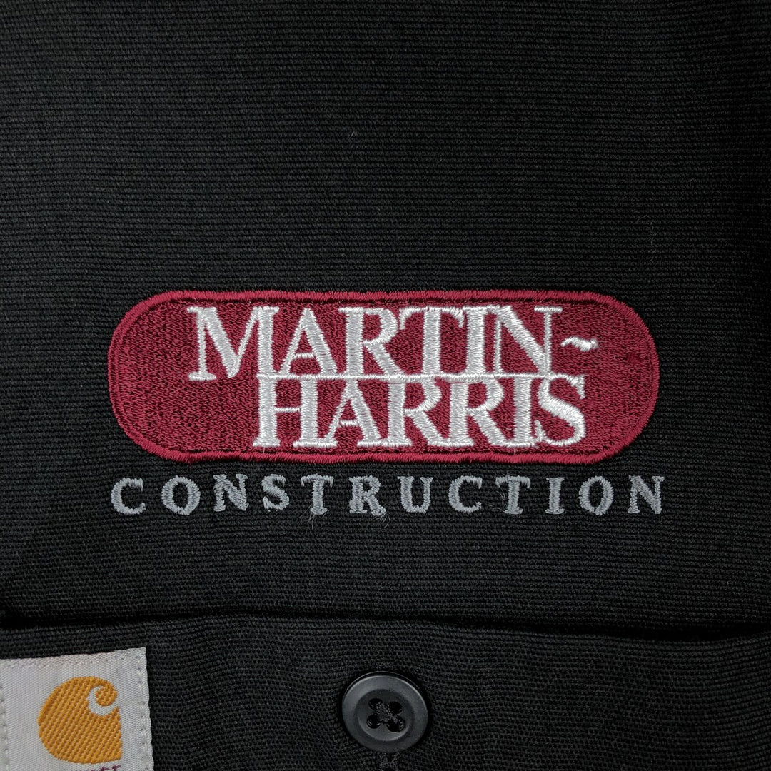 Carhartt Relaxed Fit Rugged Flex Button-Down Short-Sleeve Work Shirt (Men's Size L) cotton black type Vintage Second Hand