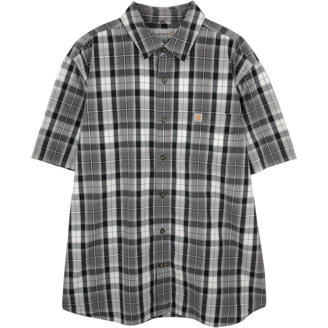 Carhartt RELAXED FIT Check Pattern Short Sleeve Work Shirt Men's XL cotton black type Vintage Second Hand