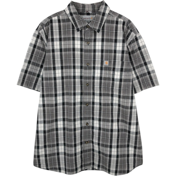 Carhartt RELAXED FIT Check Pattern Short Sleeve Work Shirt Men's XL cotton black type Vintage Second Hand
