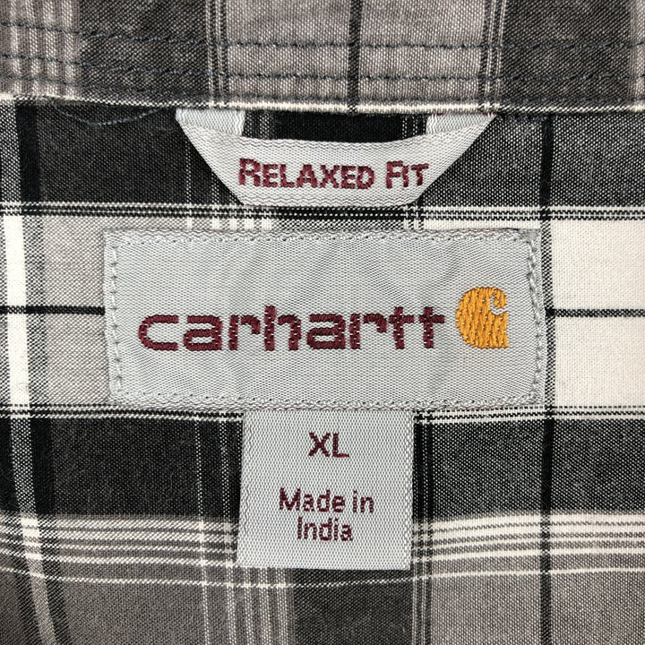 Carhartt RELAXED FIT Check Pattern Short Sleeve Work Shirt Men's XL cotton black type Vintage Second Hand