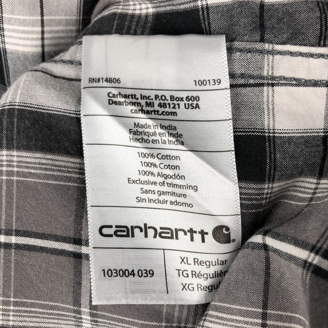 Carhartt RELAXED FIT Check Pattern Short Sleeve Work Shirt Men's XL cotton black type Vintage Second Hand