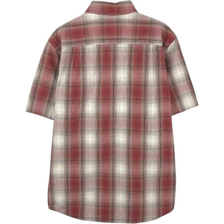 Carhartt Relaxed Fit Check Pattern Button-down Short Sleeve Work Shirt, Men's Medium cotton burgundy type Vintage Second Hand