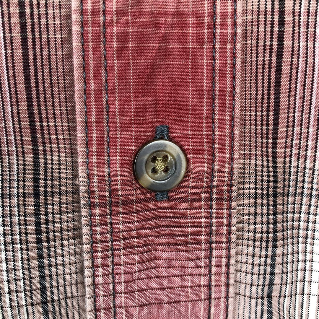 Carhartt Relaxed Fit Check Pattern Button-down Short Sleeve Work Shirt, Men's Medium cotton burgundy type Vintage Second Hand