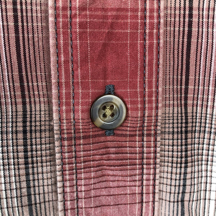 Carhartt Relaxed Fit Check Pattern Button-down Short Sleeve Work Shirt, Men's Medium cotton burgundy type Vintage Second Hand